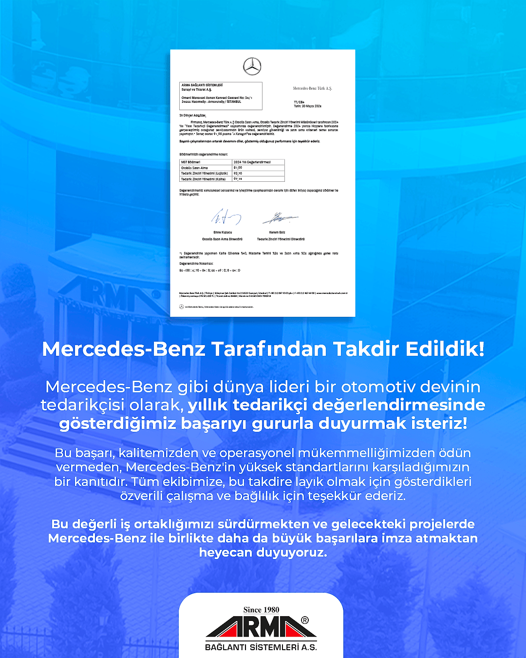 Mercedes-Benz Tarafından Takdir Edildik!