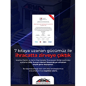 ARMA Bağlantı Sistemleri 2024 İhracat Liderleri Listesinde Yerini Aldı